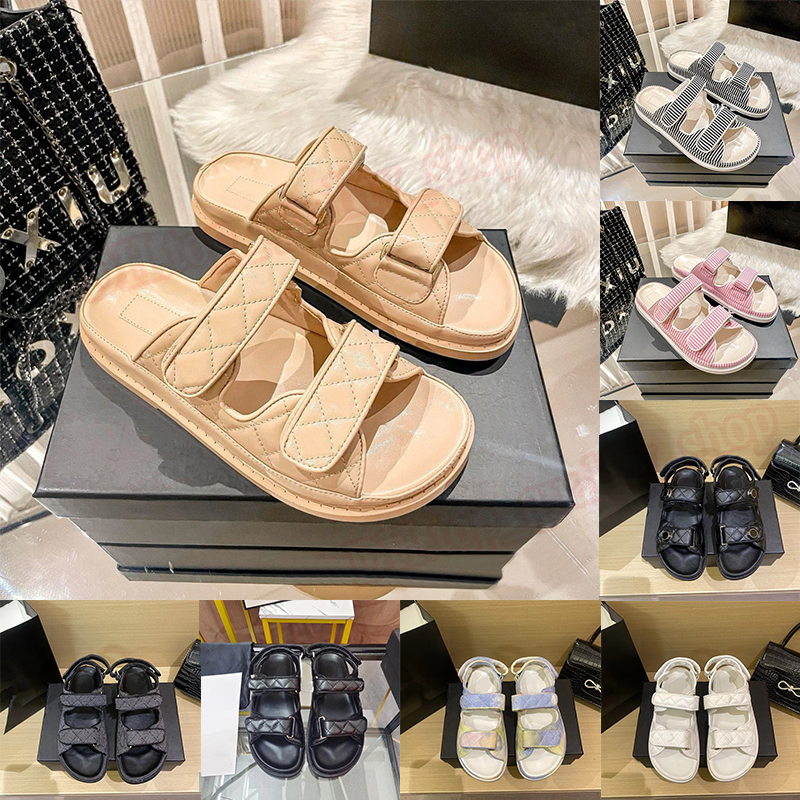 designer sandal for women platform sandals sandale slides shoes thick bottom summer flat heel hook loop casual beach buckle genuine leather high-image-856250554