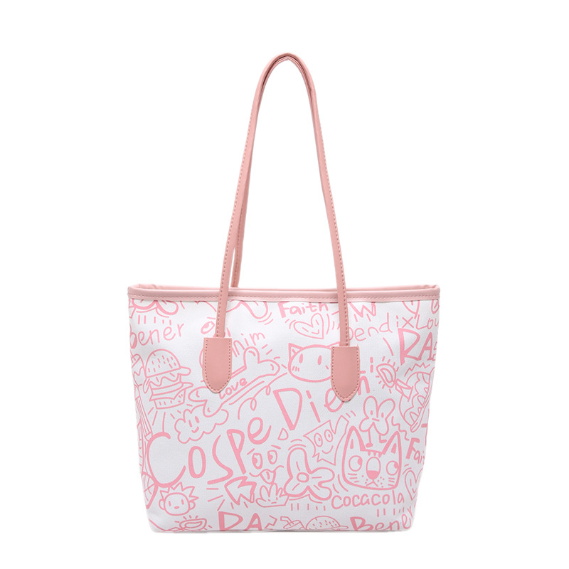 Sac à dos décontracté élégant pour femme C46 : fourre-tout durable au design graffiti, idéal pour les étudiants