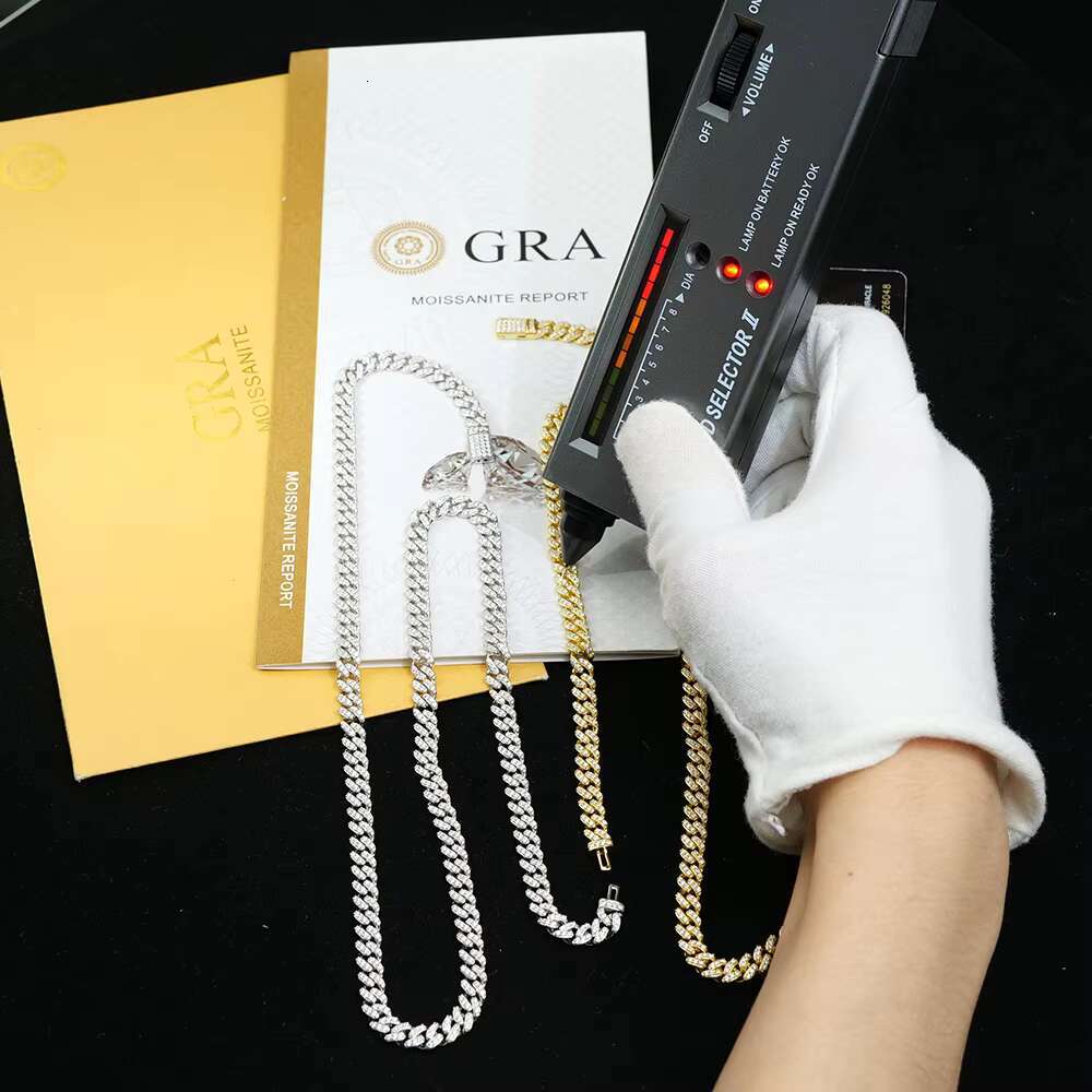 OACOCA 6mm Handmade Cuban Link Chain Pass Diamond Tester 925 Sterling Silver Iced Out Necklace Cuban Link Chain for Hiphop