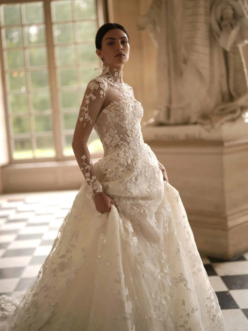 Robe de mariée trapèze Vintage avec veste détachable, avec des Appliques en dentelle, Robe de mariée à paillettes, personnalisée, avec traîne à b