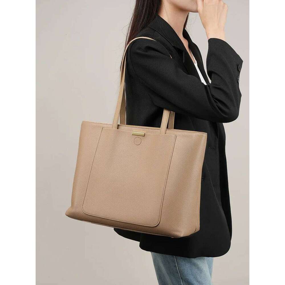 Korean Style Women Shoulder 100% Genuine Leather Large Capacity Tote Bag Commuter Design Women's Handbag female bag