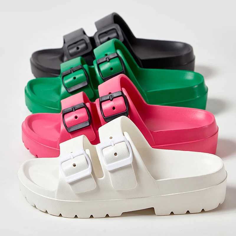 Comwarm New Womens Platform Summer Slippers Fi EVA Thick Soles Beach Shoes With Double Buckle Casual House Women Sandals XJ250610