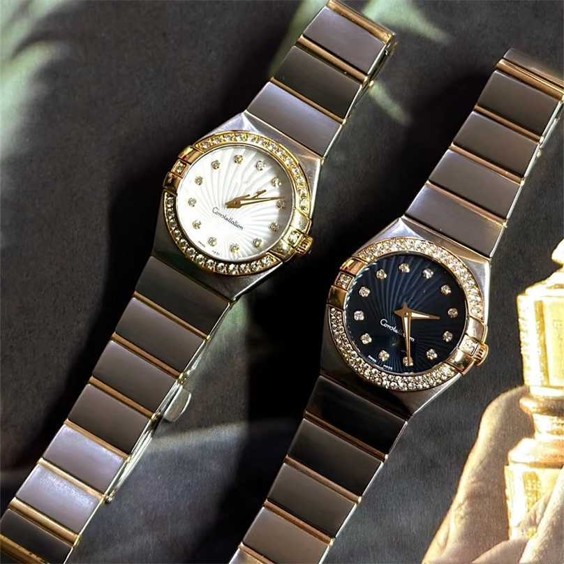Designer watches of high quality New Fashion Zodiac Trendy Diamond-Encrusted Shell Surface Starry Sky Dial Quartz Stainless Steel Womens Watch{categ
