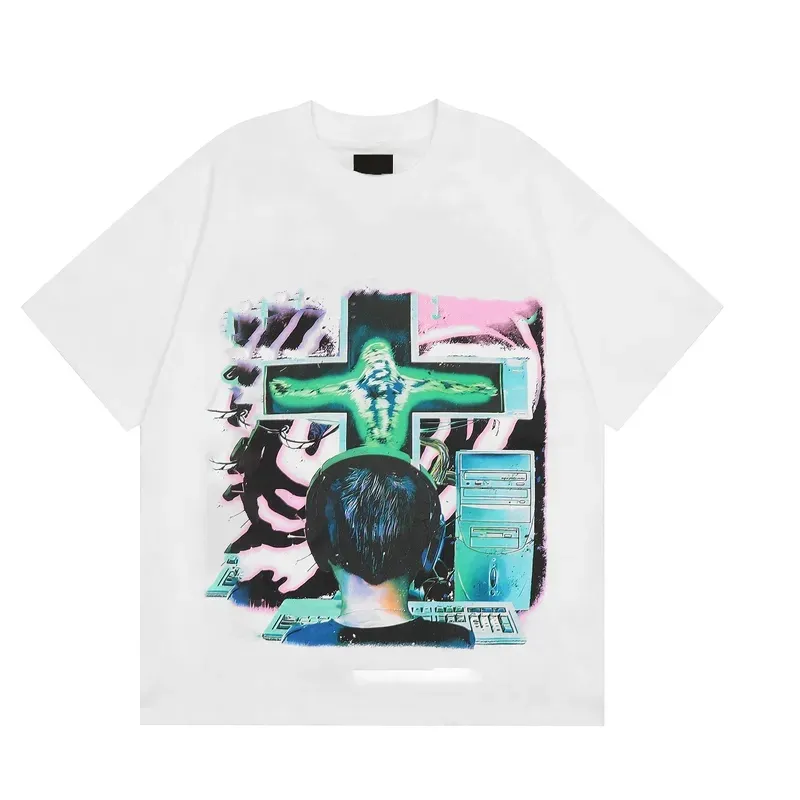 Zals hes t-shirt mode hommes décontractés hommes sweat à sweat sweat à sweat hip hop mode imprimée multicolore sweat imprimé t-shirt sport t-shir