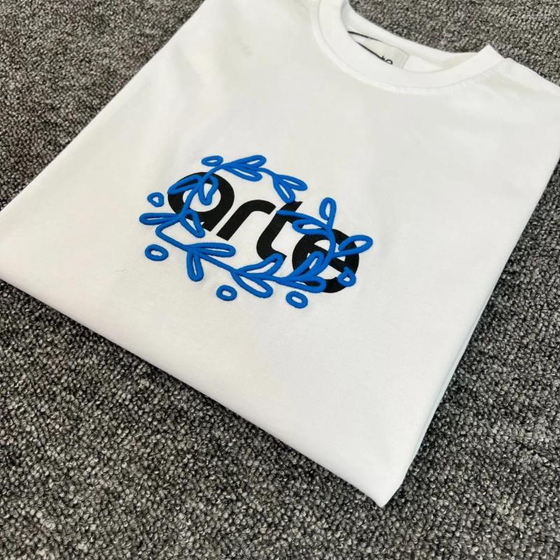 Mens T Shirts White Arte Flower Wreath Embroidery Shirt Men Women Quality Short Sleeve T-shirt Top Tees