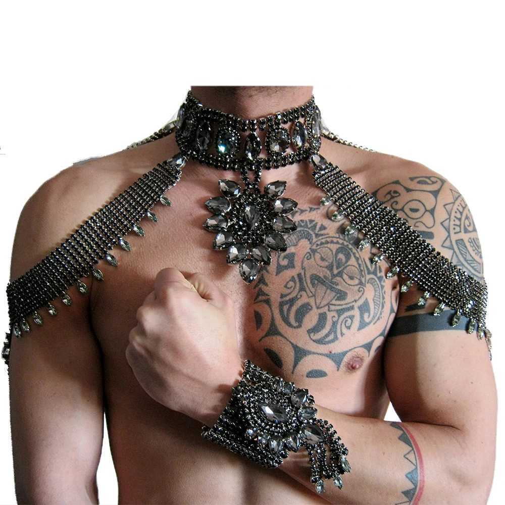 CUIER Strong Black Shoulder Choker Jewelry for Men Necklace Drag Queen Accessories Special Shows W250611-image-1061510914
