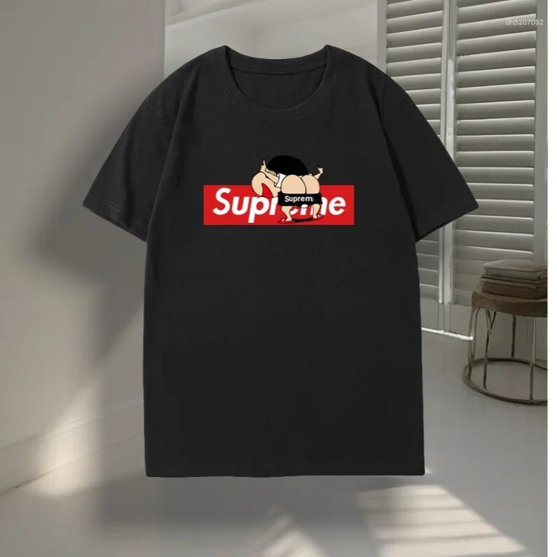 Mens T-shirts 2025 Été Europe et la marque de mode des États-Unis Coton Imprimé hommes Couples T-shirt à manches courtes décontractées