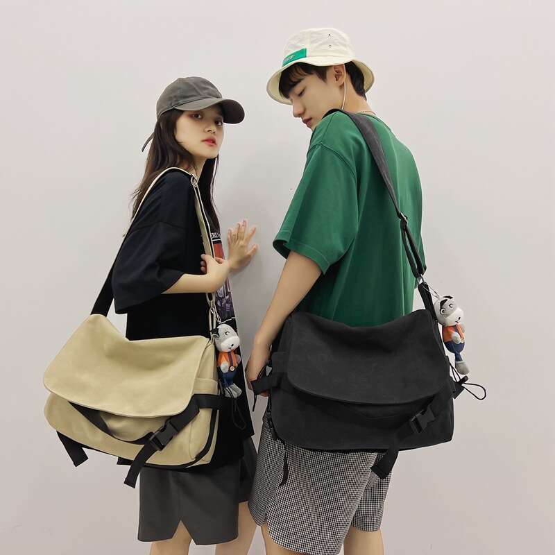 Nouveau Ins Style Lazy Canvas Unisexe Versatile épaule TRENDY BAB Sac à corps croisé étudiant à grande capacité