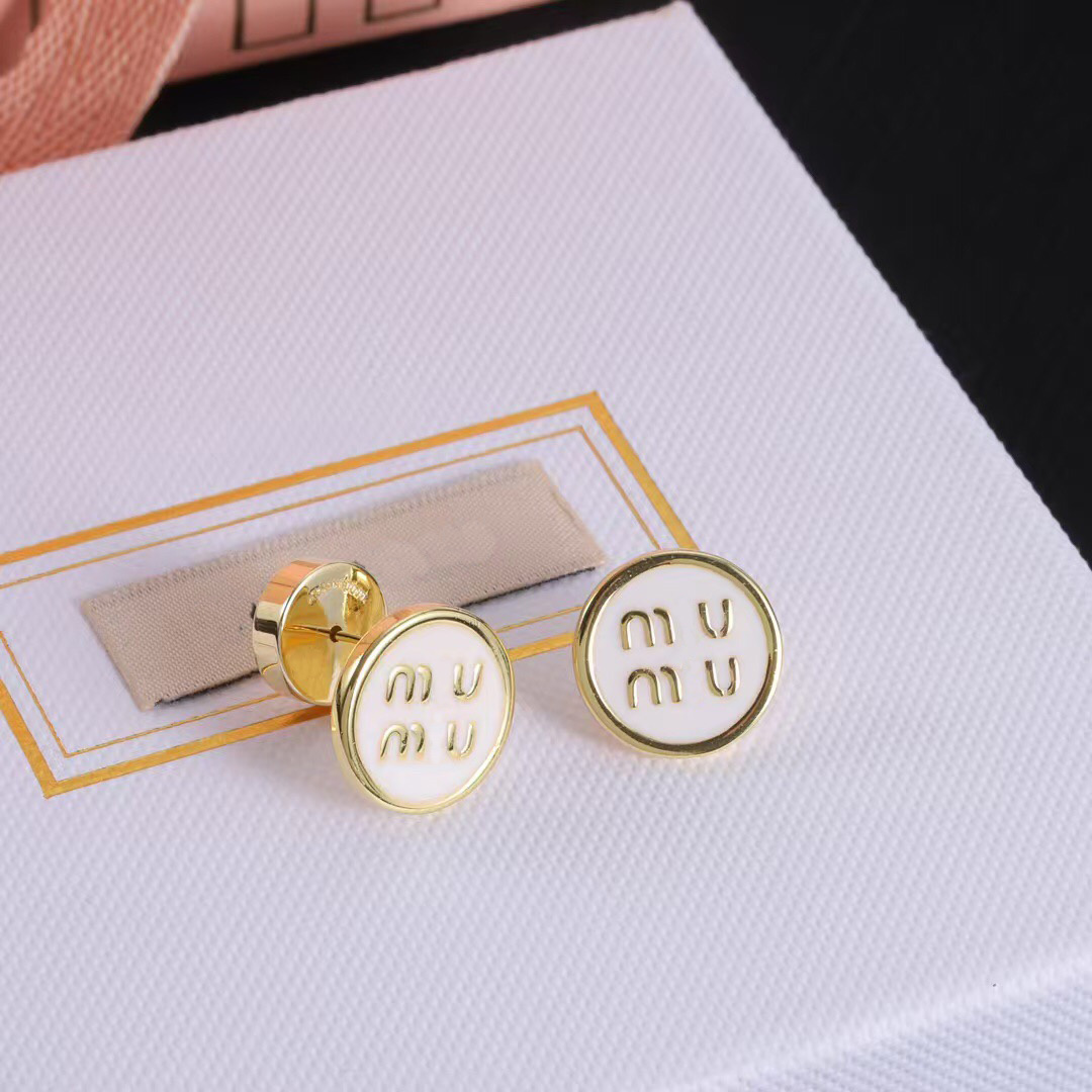 En tant que boucles d'oreilles de créateurs d'origine pour femmes - Couleur blanche Classic Round Luxury Stud Orees - Élégant cadeau de bijoux de