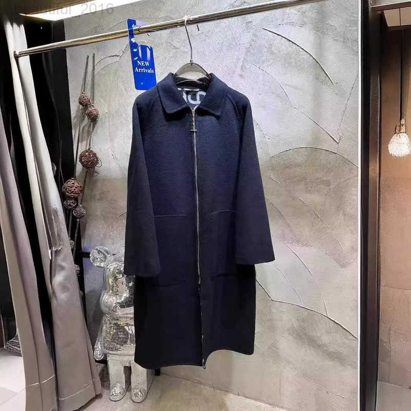 Women's Wool & Blends designer H Brand 2025 Autumn Winter New Double-Sided Hand-Sewn Cashmere Zipper Elegant Simple and Stylish Coat Jacket ZZ3