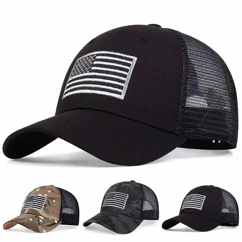 Unisex American Flag Embroidery Baseball Net Caps Spring and Summer Outdoor Adjustable Casual Hats Sunscreen Hat 250610