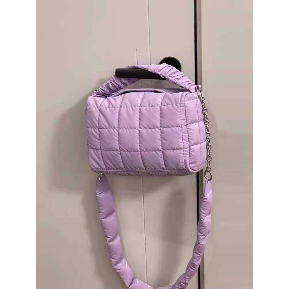 New Down Small Square High Quality Texture Niche Color Block Commuter Chain Crossbody Bag for Women Autumn Winter