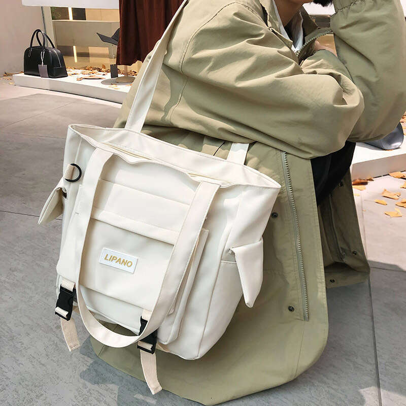 Korean Style Casual Shoulder Waterproof Nylon Large Capacity Middle and High School Student Tutoring Couple Tote Bag bag