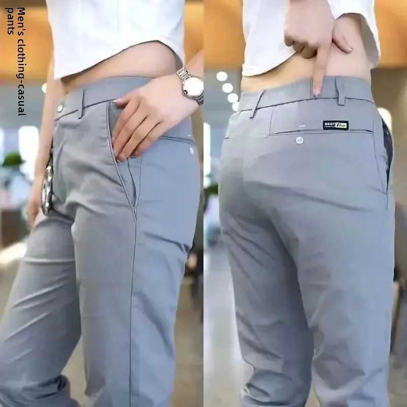 Summer Ice Silk Quick Dry Air Conditioner Pants 2024 New Spring Summer Casual Pants Mens Trendy Versatile Slimming Smooths Your XJ250611