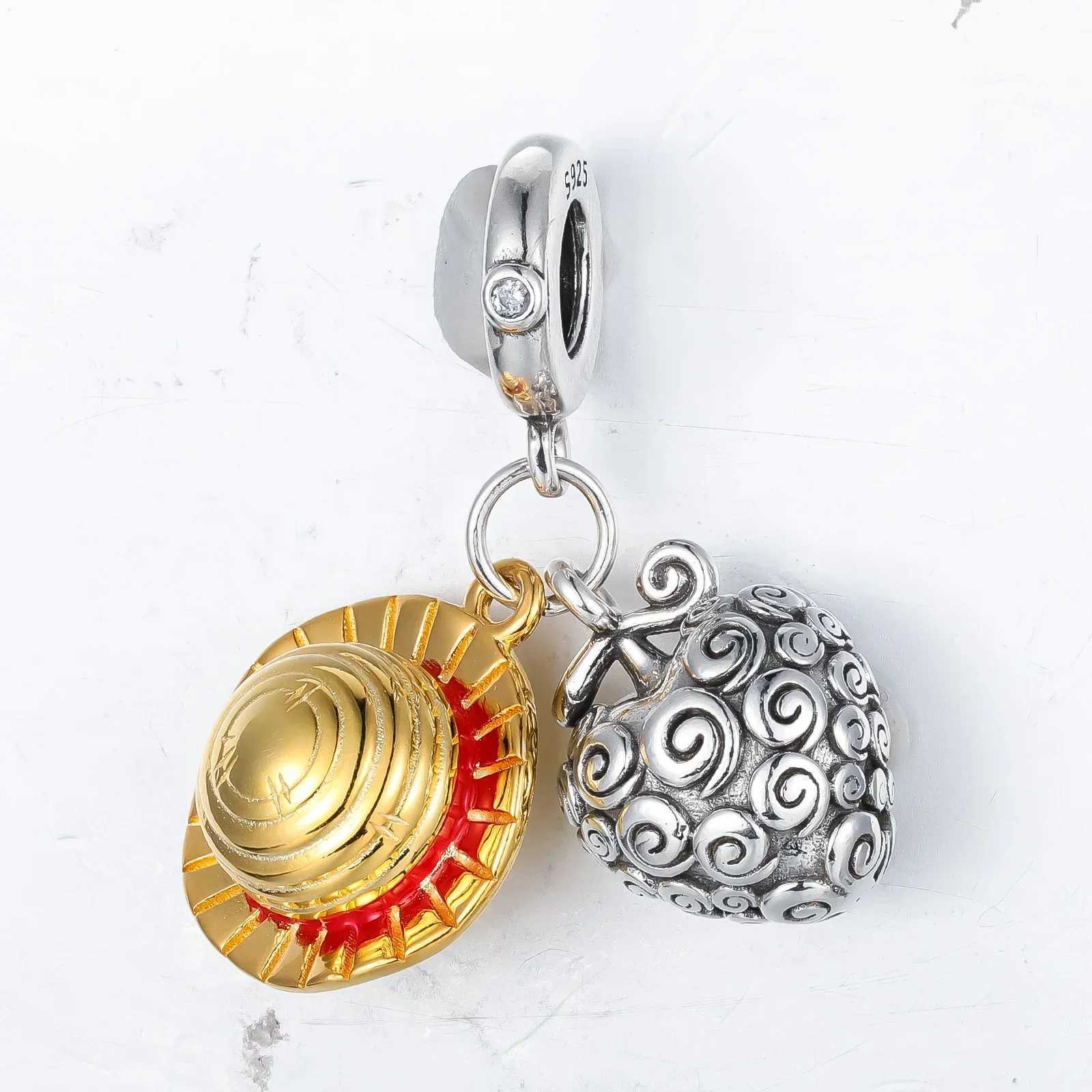 Luffy Straw Hat Anime Straw Hat and Burning Fruit Charms for Original 925 Charms Bracelet Silver Charm Bead for Women Jewelry XJ250611-image-1061517594