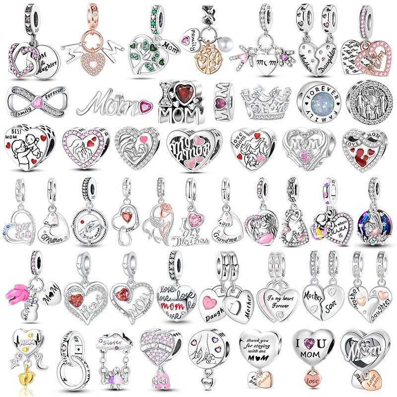 925 Sterling Silver Heart Shaped Warm Family MOM Charm Beads Fit Original Bracelets Fine DIY Mothers Day Jewelry GiftsXJ250611-image-1061517409