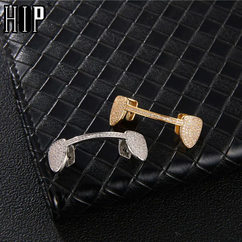 Hip Hop Iced Out Teeth Caps Bling Cubic Zircon Micro Pave Top Bottom Charm Grills Set For Men Women Jewelry Gift 250610