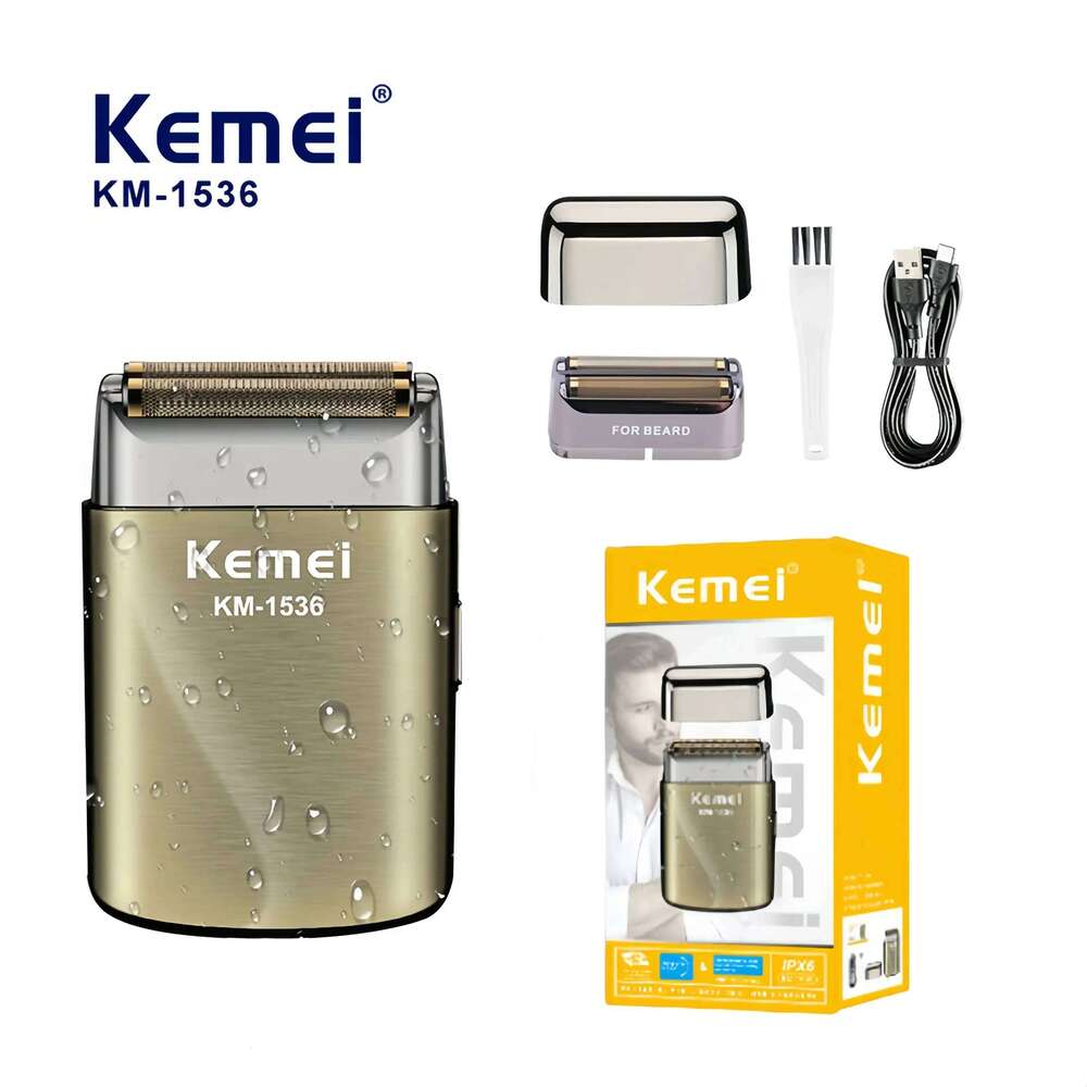 Kemei Km-1536 Portable Mini Electric Shaver, USB Rechargeable, Reciprocating Razor Head, Waterproof, Men's Beard Trimmer.