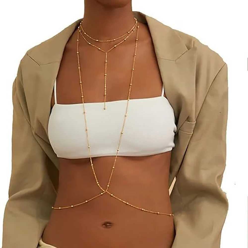 Fashionable Multi-layer Hanging Neck Style Minimalist Chest Chain Ladies Body Chain Jewelry W250611-image-1061511068