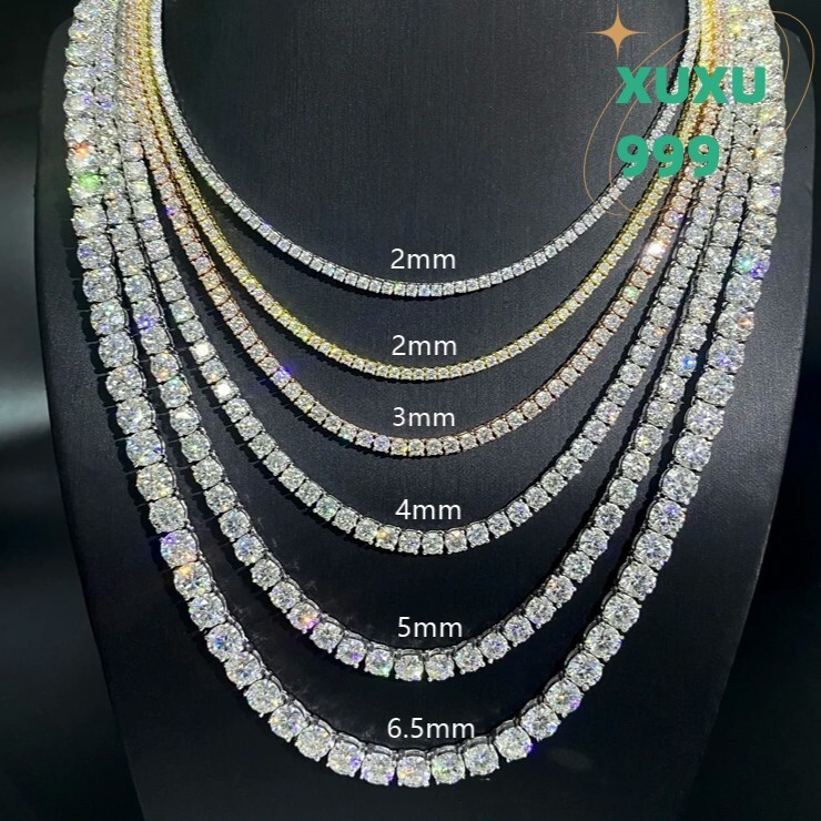 OACOCA Luxury 925 Sterling Silver Moissanite Diamond Tennis Chain Attractive Design Custom Size Fashionable Necklaces Direct Order