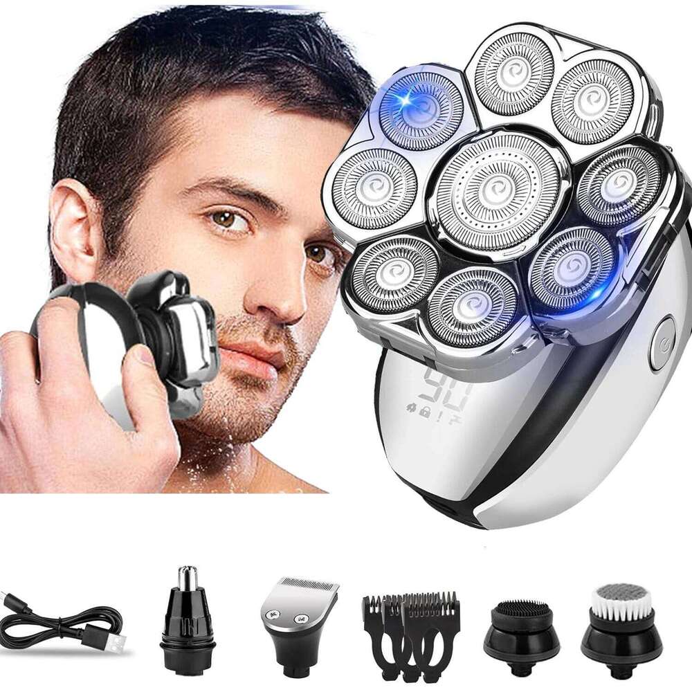 Razor Men Upgrade 9D Head Shavers For Bald 6-In-1 Electric Shaver Waterproof Wet/Dry LED Display USB Rechargeable