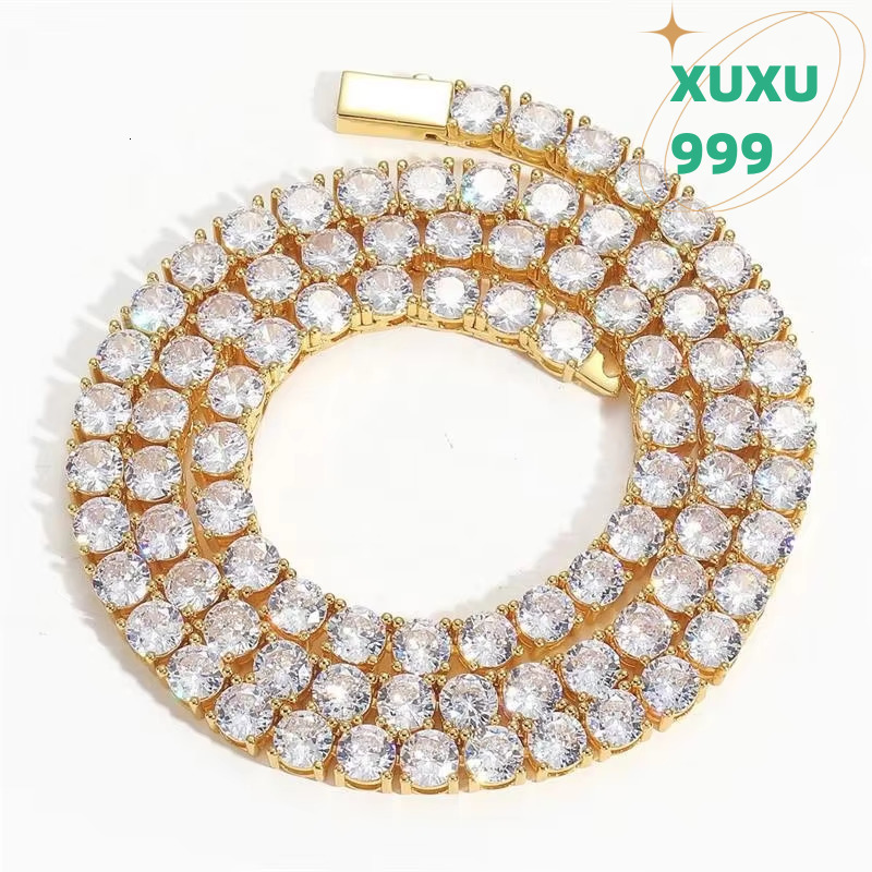 Rappeur hip hop oacoca en gros Zircon CZ Chain de tennis Gold Largeur en argent 3 mm 4 mm 5 mm 6 mm Collier de tennis