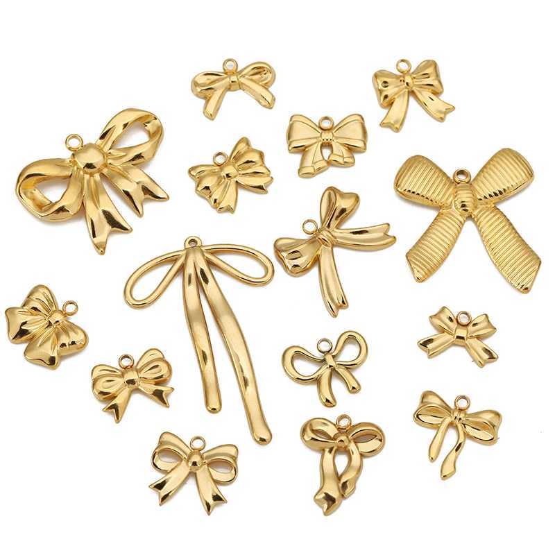 5pcs Stainless Steel Bow Knot Charms Waterproof Pvd Plated Gold Bow Pendants for DIY Earrings Bracelets Necklace Jewelry Making XJ250611-image-1061517741
