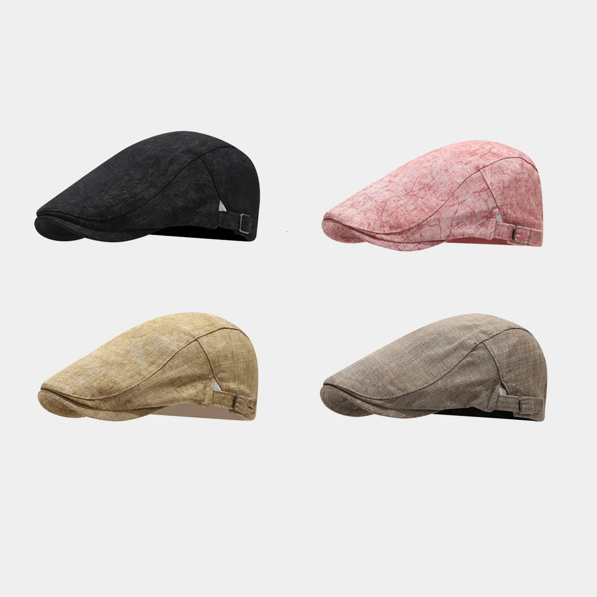 Breathable Cotton Linen Forward Hat Men Spring Fashionable Tie Dye Beret Women Retro Outdoor Sunscreen Duck Tongue Hat 250610