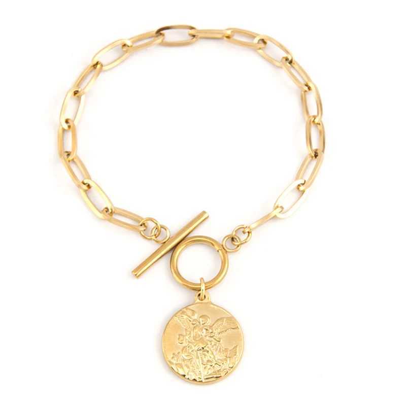 Bracelet à breloques pour femmes Saint Michel l'archange Saint pendentif à breloque en acier inoxydable bijoux cadeau XJ250611