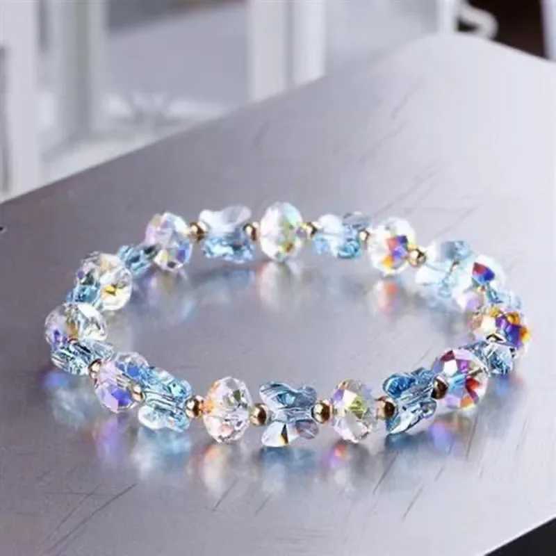 Fashion Butterfly Charm Crystal Stretch Beaded Bracelets Elastic Rope Women Temperament Bracelet XJ250611