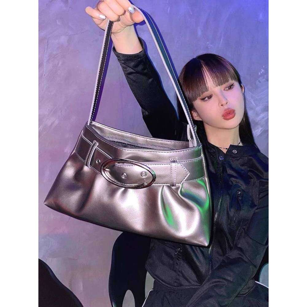 Niche Designer Autumn Winter New Belt Buckle Personality Pleated Handbag Women Commuter Shoulder Underarm Bag
