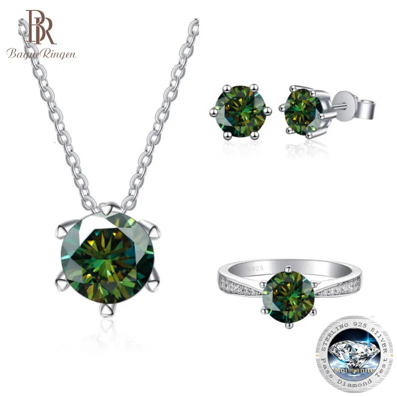 Bagueringen 1CT Jewelry Set 925 Collier de boucles d'oreilles en argent sterling