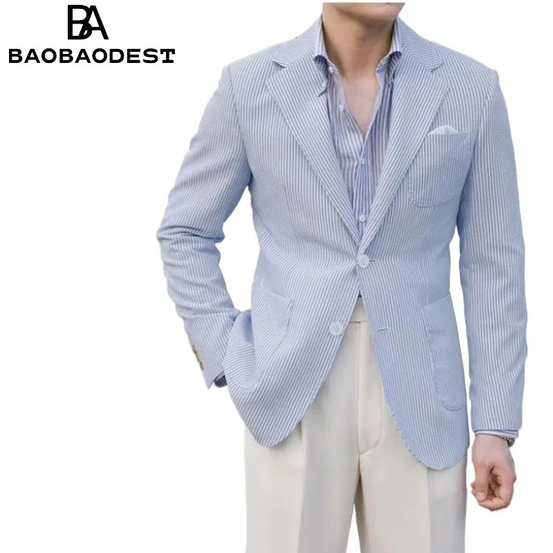 PopEle Casual Mens Sports Coat Seersucker Lightweight Summer Jacket Blazer Beach Outfit 250610