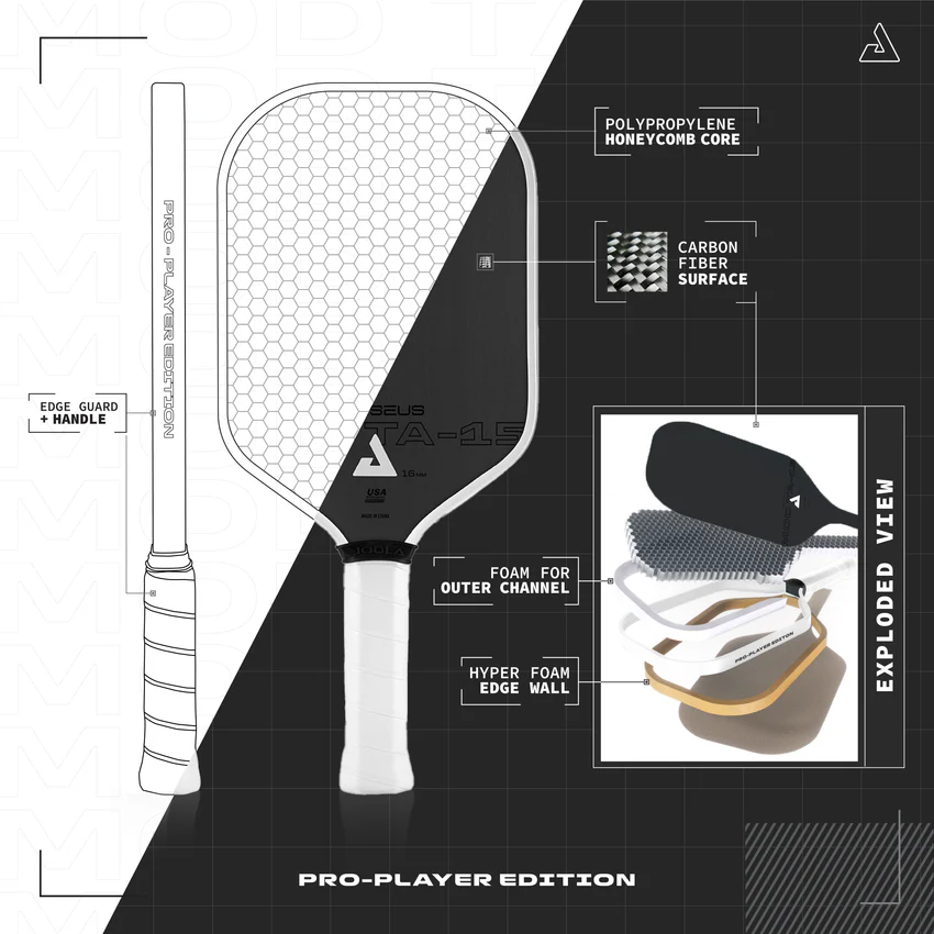 Limited Stock JOOLA Perseus TA15 16mm Hyperfoam Edge Pro Level Precision Engineered Paddle USAPA Approved-image-1061605246