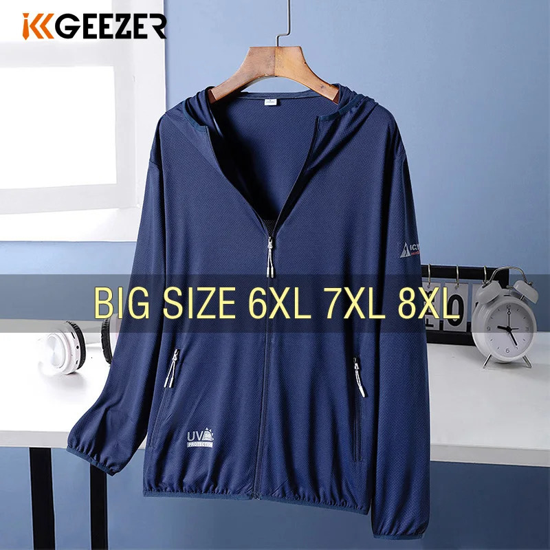 Men Coat Sun UV Protection Hooded Oversize 6XL 7XL 8XL Plus Size Summer Jacket Fishing Unisex Light Breathable Sport Quick Dry 250610