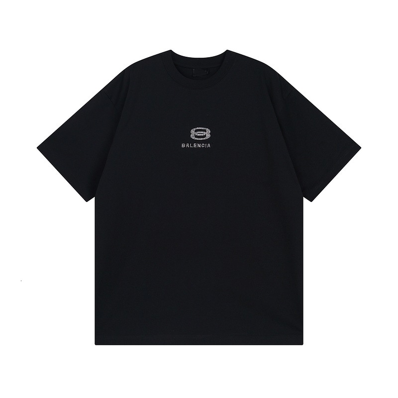 2025 Summer New Fashion Brand Front and Back Classic Rhinestone Short Sleeve Couple T-Shirt