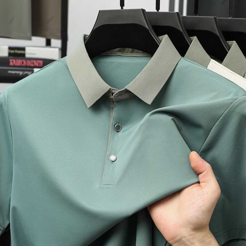 New High-end Short-sleeved T-shirt Summer Lapel POLO Shirt Business Casual Half-sleeved Top XJ250612
