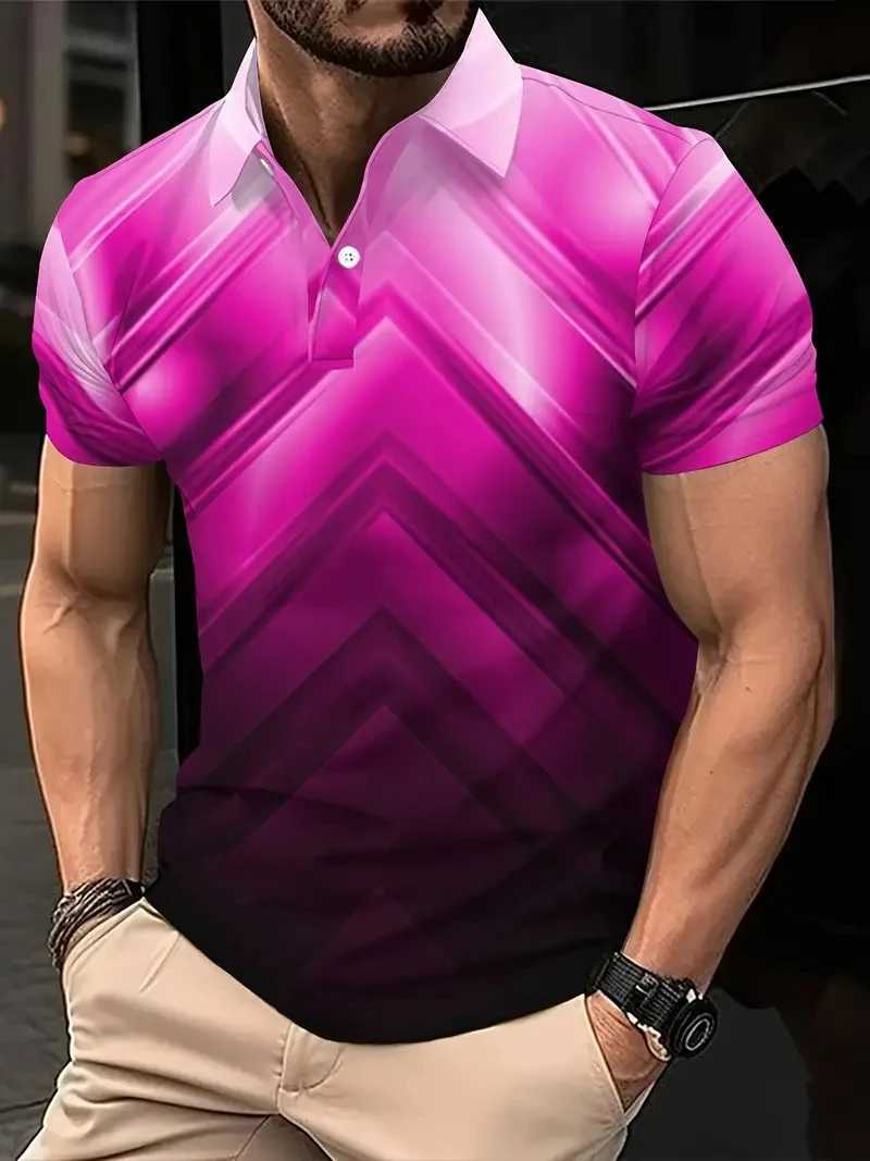 2025 New Summer Popular Mens Classic Casual Short Sleeve Polo Shirt Printed Color Pattern Fashionable Slim Fit Streetwear Tops XJ250612