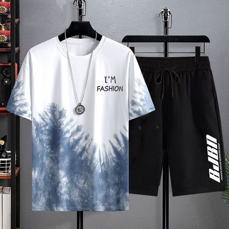 Summer Quick Drying Men's Sets Fashion tracksuits Casual Ice Silk Short Sleeve 3D Printed Sports T-shirt+Shorts Basketball Set