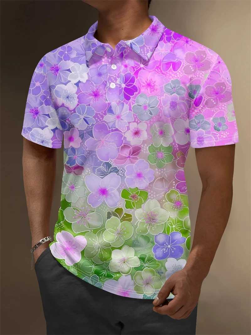 Été Nouveau polo hawaïen Plant de fleurs 3D Imprimé tous les jours décontractés à manches courtes bouton à manches courtes up décontractée unisex
