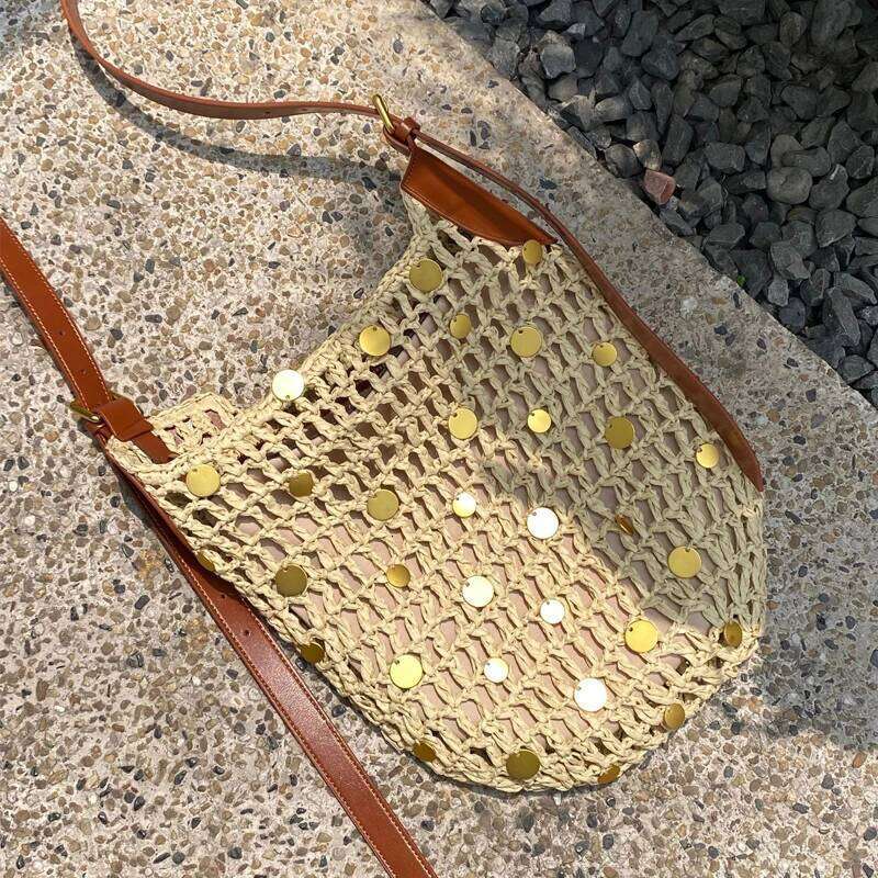 Sacs pour femmes Designer Bohemian Beach Sacs tissés de paille pour femmes sacs à main de créateurs nouveaux en creux à paillettes avec épaule de