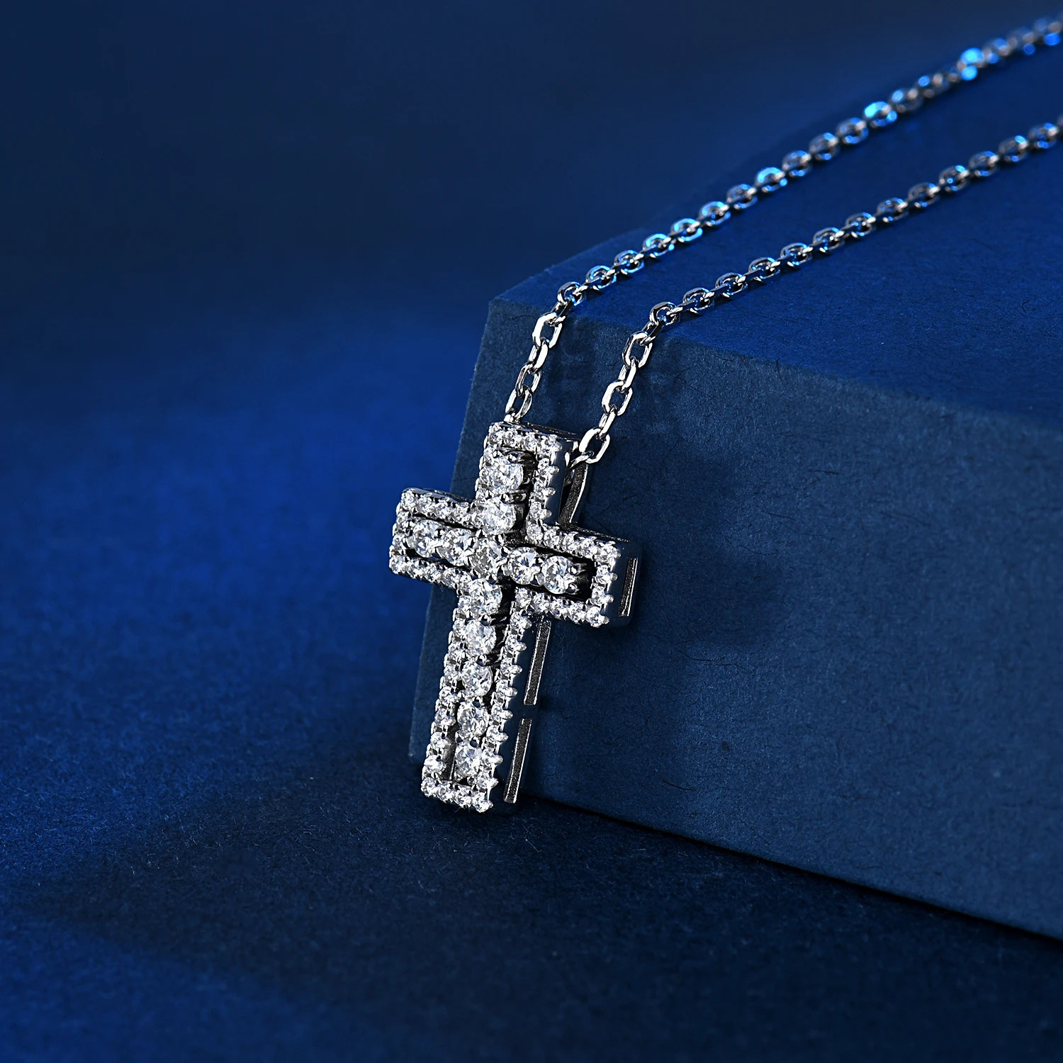 INZEN1 piece 925 silver 0.6 CT cross necklace classic simple pendant necklace gift for girlfriend 250610