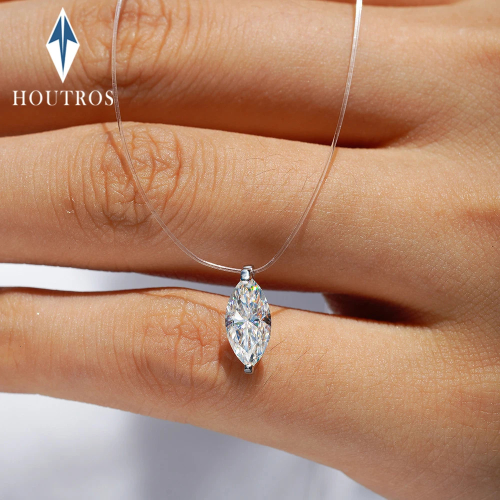 1CT D Color Pendant Necklace for Women Classic Invisible Fishing Line Choker 925 Sterling Silver Party Jewelry GRA 250610