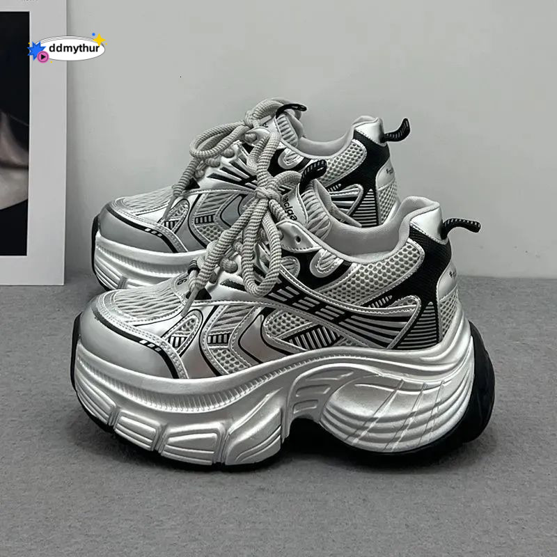 Dad Sneakers for Women Petite 2025 New Casual Sports Spring Summer Breathable Mesh Super Popular Thick Sole Height Increasing Shoes ddmythur