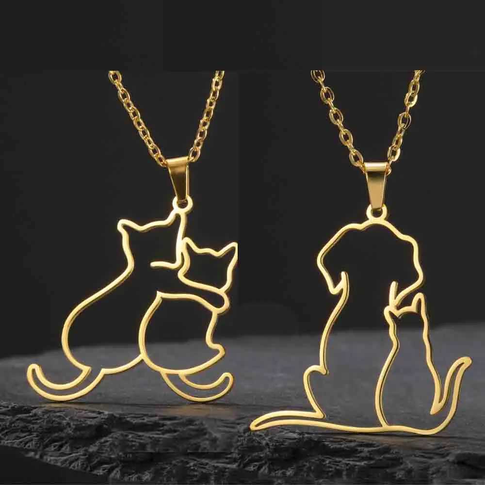 My Forme Collier de chaton de chiot étreint pour les femmes filles en acier inoxydable chaîne animal chat bijoux bijoux pour animaux de compagnie