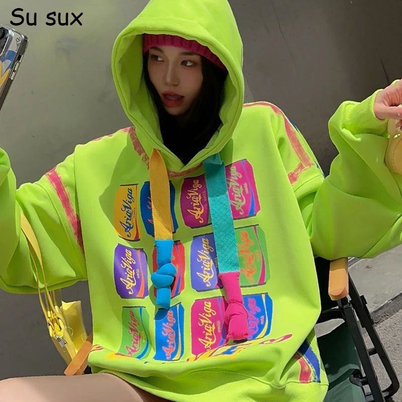 Trend Graffiti Y2k Hoodies Sweatshirt Tops Women Autumn Cotton Casual Long Sleeve Oversized Tops Outwear Streetwear Bust150 250612