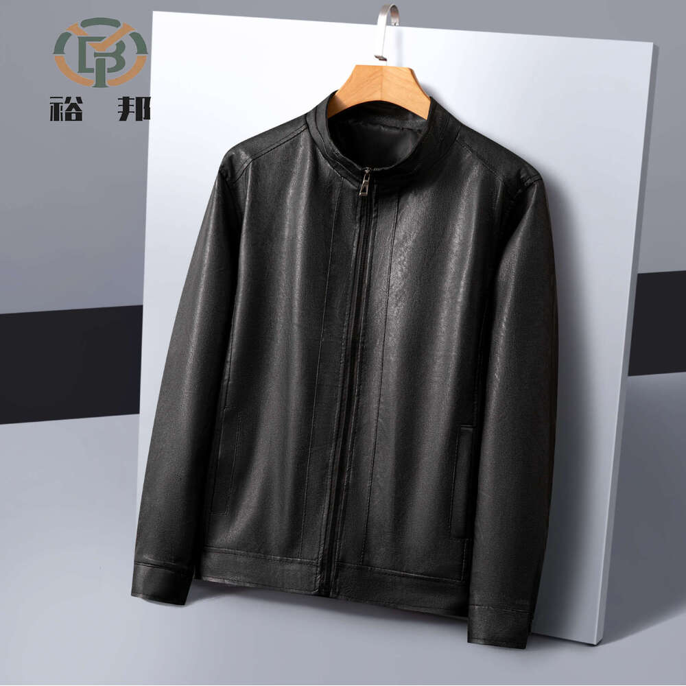 25 Spring Autumn Style Middle-Aged And Elderly Casual Business PU Leather Men's Motorcycle Jacket