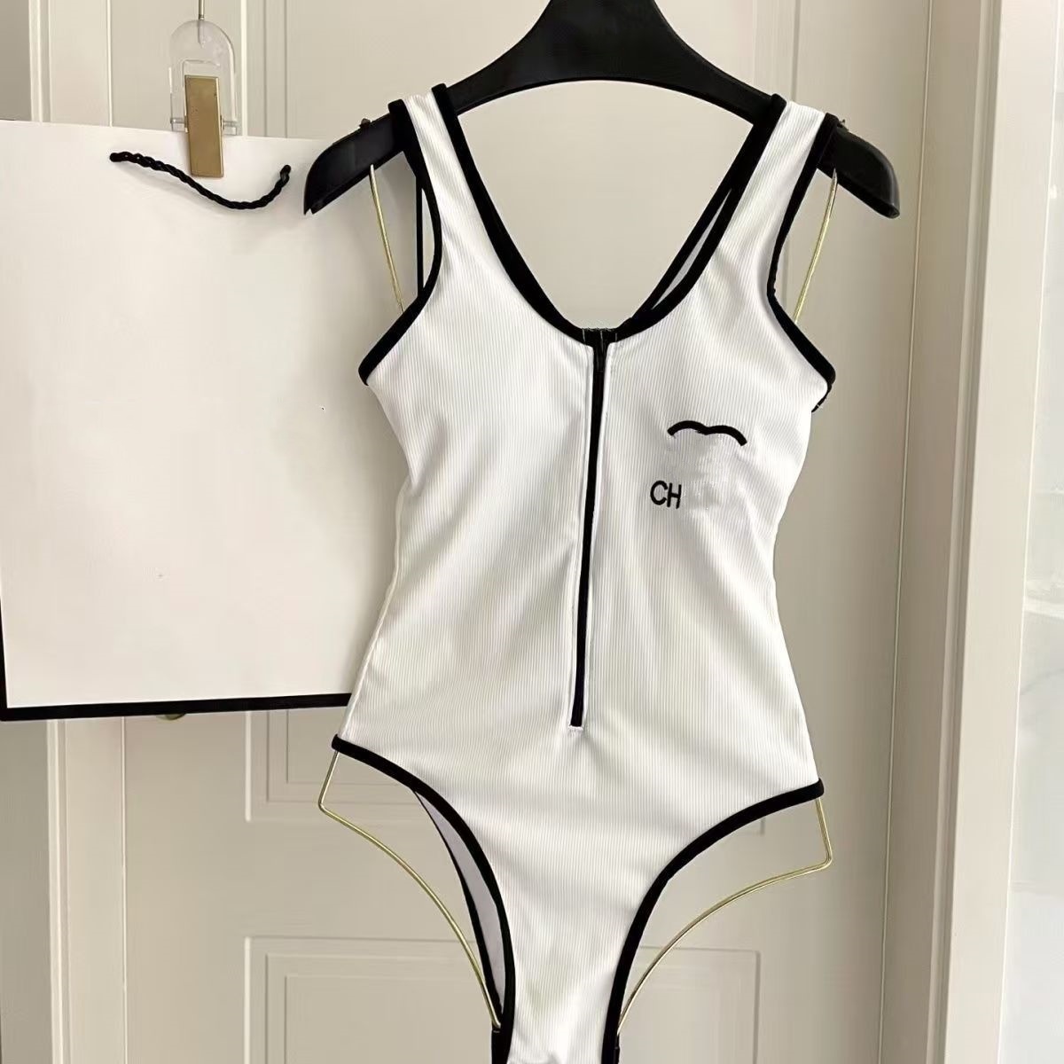 Summer designer womens highquality sexy onepiece swimsuit fashionable letter embroidery print slimming womens beach party pool party luxurious bi-image-1096279790