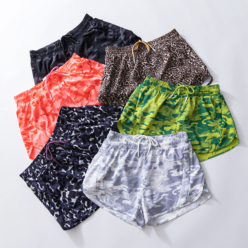 womens Track That shorts camouflage leopard print Sports shorts running quick drying breathable shorts lining casual yoga quick drying drawstring