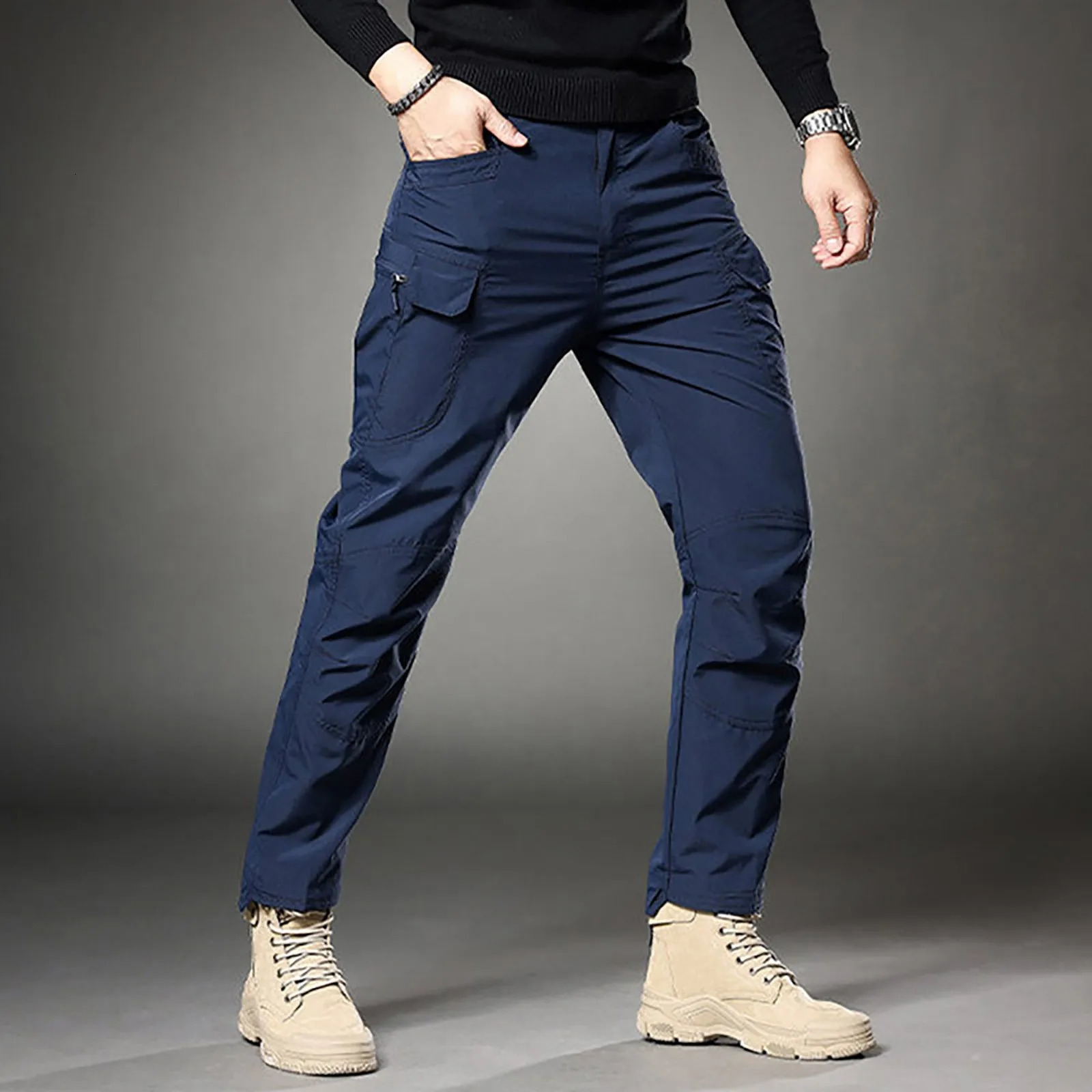 MenS Summer Slacks Cargo Pants Straight Leg Slim Trousers Tactical Quick Dry Slim Fit Pants MenS Clothing Pantalones Hombre 250611